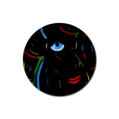 Black Magic Woman Rubber Coaster (round)  by Valentinaart