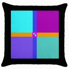 Right Angle Squares Stripes Cross Colored Throw Pillow Case (black) by EDDArt