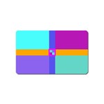 Right Angle Squares Stripes Cross Colored Magnet (Name Card) Front