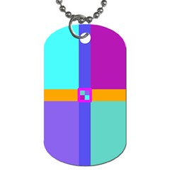 Right Angle Squares Stripes Cross Colored Dog Tag (one Side) by EDDArt