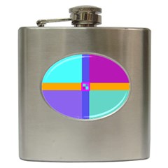 Right Angle Squares Stripes Cross Colored Hip Flask (6 Oz) by EDDArt