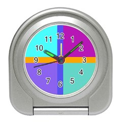 Right Angle Squares Stripes Cross Colored Travel Alarm Clocks by EDDArt