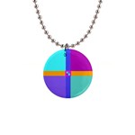 Right Angle Squares Stripes Cross Colored Button Necklaces Front