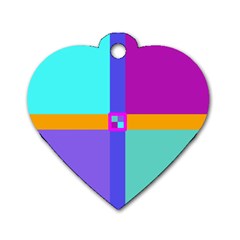 Right Angle Squares Stripes Cross Colored Dog Tag Heart (one Side) by EDDArt