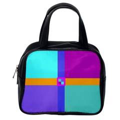 Right Angle Squares Stripes Cross Colored Classic Handbags (one Side) by EDDArt