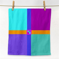 Right Angle Squares Stripes Cross Colored Face Towel by EDDArt