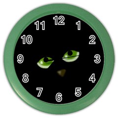 Halloween - Back Cat Color Wall Clocks by Valentinaart