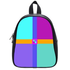 Right Angle Squares Stripes Cross Colored School Bags (small)  by EDDArt