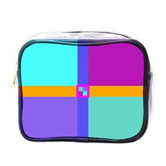 Right Angle Squares Stripes Cross Colored Mini Toiletries Bags by EDDArt