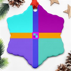 Right Angle Squares Stripes Cross Colored Ornament (snowflake)  by EDDArt