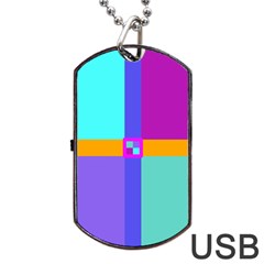 Right Angle Squares Stripes Cross Colored Dog Tag Usb Flash (two Sides)  by EDDArt