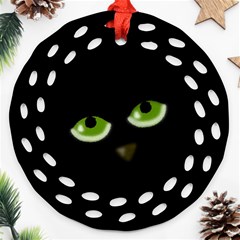 Halloween - Back Cat Ornament (round Filigree)  by Valentinaart