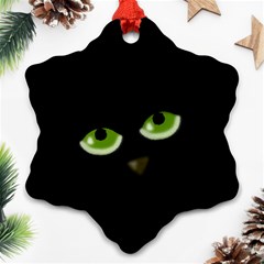 Halloween - Back Cat Snowflake Ornament (2-side) by Valentinaart