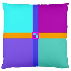 Right Angle Squares Stripes Cross Colored Large Cushion Case (one Side) by EDDArt