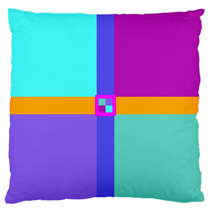 Right Angle Squares Stripes Cross Colored Large Cushion Case (One Side)