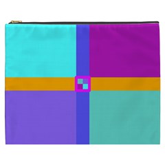 Right Angle Squares Stripes Cross Colored Cosmetic Bag (xxxl) 