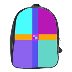 Right Angle Squares Stripes Cross Colored School Bags (xl)  by EDDArt