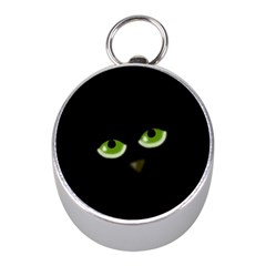 Halloween - Back Cat Mini Silver Compasses by Valentinaart