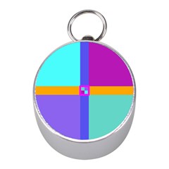 Right Angle Squares Stripes Cross Colored Mini Silver Compasses by EDDArt