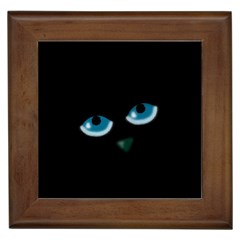 Halloween - Black Cat - Blue Eyes Framed Tiles by Valentinaart