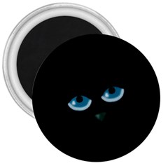 Halloween - Black Cat - Blue Eyes 3  Magnets by Valentinaart