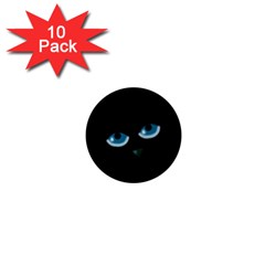 Halloween - Black Cat - Blue Eyes 1  Mini Buttons (10 Pack)  by Valentinaart