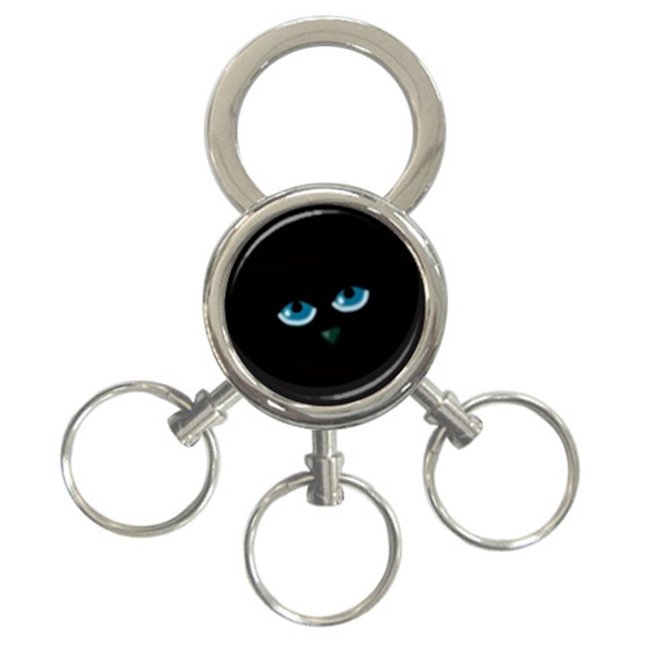 Halloween - black cat - blue eyes 3-Ring Key Chains