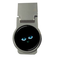 Halloween - Black Cat - Blue Eyes Money Clips (round)  by Valentinaart