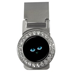 Halloween - Black Cat - Blue Eyes Money Clips (cz)  by Valentinaart