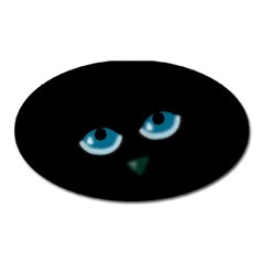 Halloween - Black Cat - Blue Eyes Oval Magnet by Valentinaart