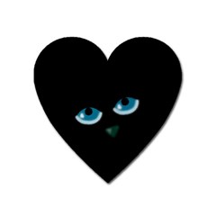 Halloween - Black Cat - Blue Eyes Heart Magnet by Valentinaart