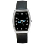 Halloween - black cat - blue eyes Barrel Style Metal Watch Front