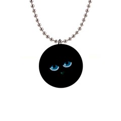 Halloween - Black Cat - Blue Eyes Button Necklaces by Valentinaart