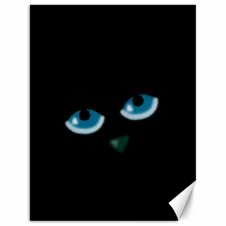 Halloween - black cat - blue eyes Canvas 18  x 24  