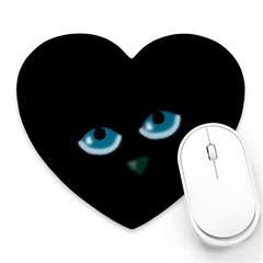 Halloween - Black Cat - Blue Eyes Heart Mousepads by Valentinaart