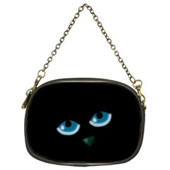 Halloween - Black Cat - Blue Eyes Chain Purses (one Side)  by Valentinaart