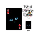 Halloween - black cat - blue eyes Playing Cards 54 (Mini)  Front - Heart5