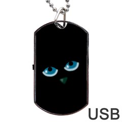 Halloween - Black Cat - Blue Eyes Dog Tag Usb Flash (two Sides)  by Valentinaart