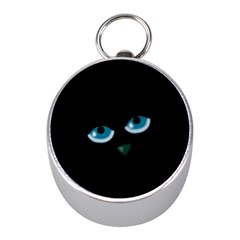 Halloween - Black Cat - Blue Eyes Mini Silver Compasses by Valentinaart