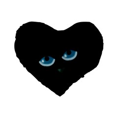 Halloween - Black Cat - Blue Eyes Standard 16  Premium Flano Heart Shape Cushions