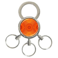 Lotus Fractal Flower Orange Yellow 3-ring Key Chains by EDDArt