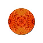 Lotus Fractal Flower Orange Yellow Rubber Coaster (Round)  Front