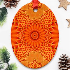 Lotus Fractal Flower Orange Yellow Oval Ornament (two Sides)