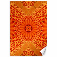 Lotus Fractal Flower Orange Yellow Canvas 24  X 36  by EDDArt