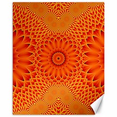 Lotus Fractal Flower Orange Yellow Canvas 11  X 14   by EDDArt