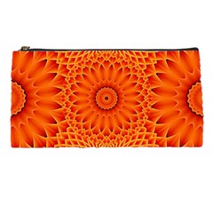 Lotus Fractal Flower Orange Yellow Pencil Cases by EDDArt