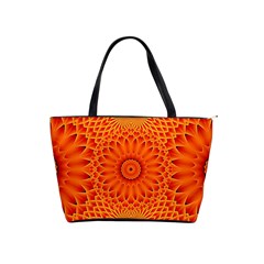 Lotus Fractal Flower Orange Yellow Shoulder Handbags by EDDArt