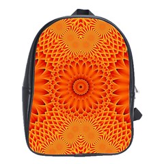 Lotus Fractal Flower Orange Yellow School Bags(large)  by EDDArt