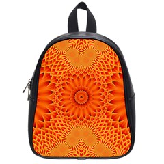 Lotus Fractal Flower Orange Yellow School Bags (small)  by EDDArt