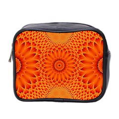 Lotus Fractal Flower Orange Yellow Mini Toiletries Bag 2-side by EDDArt